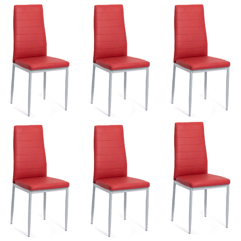 Set 6 scaune de bucătărie din piele ecologică pe vișiniu